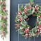Glitzhome® 24"D Christmas Red Pomegranate Berry & Holy Leaf Wreath